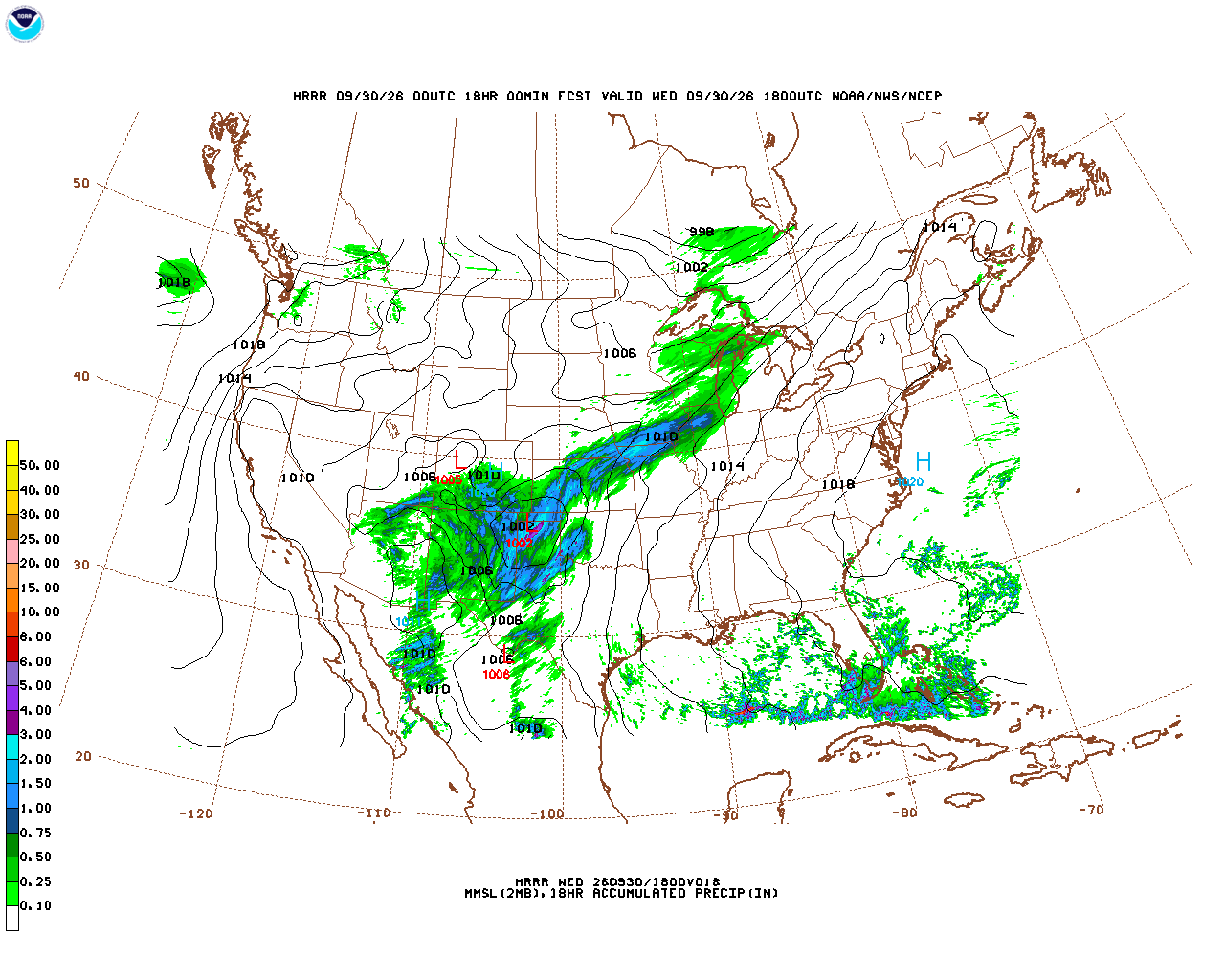 Latest 18 hour total precipitation forecast