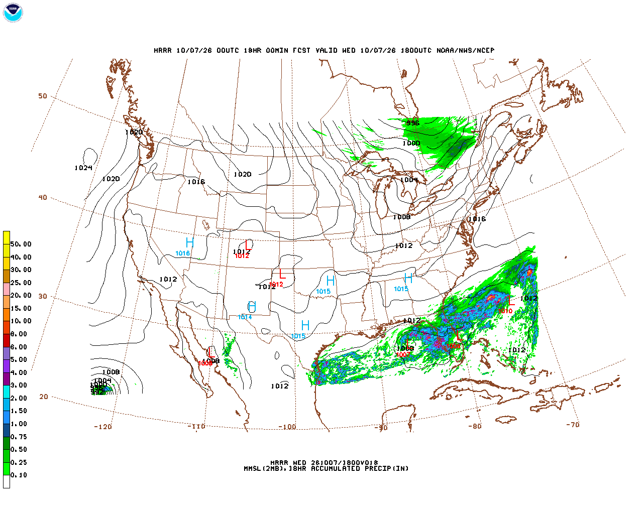 Click to enlarge the hourly precipitation forecast Latest 18 hour total precipitation forecast