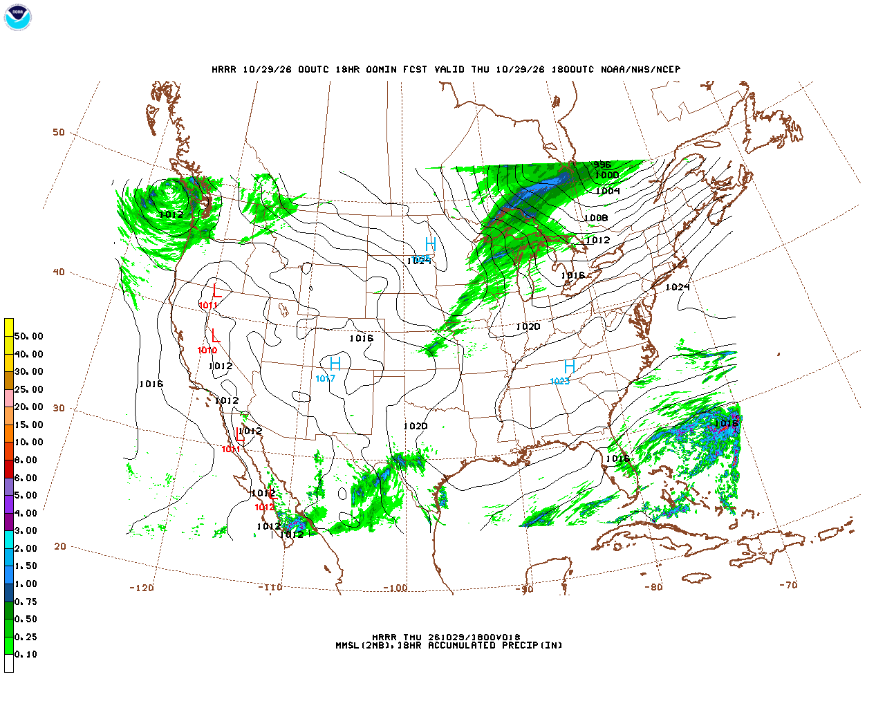 Latest 18 hour total precipitation forecast