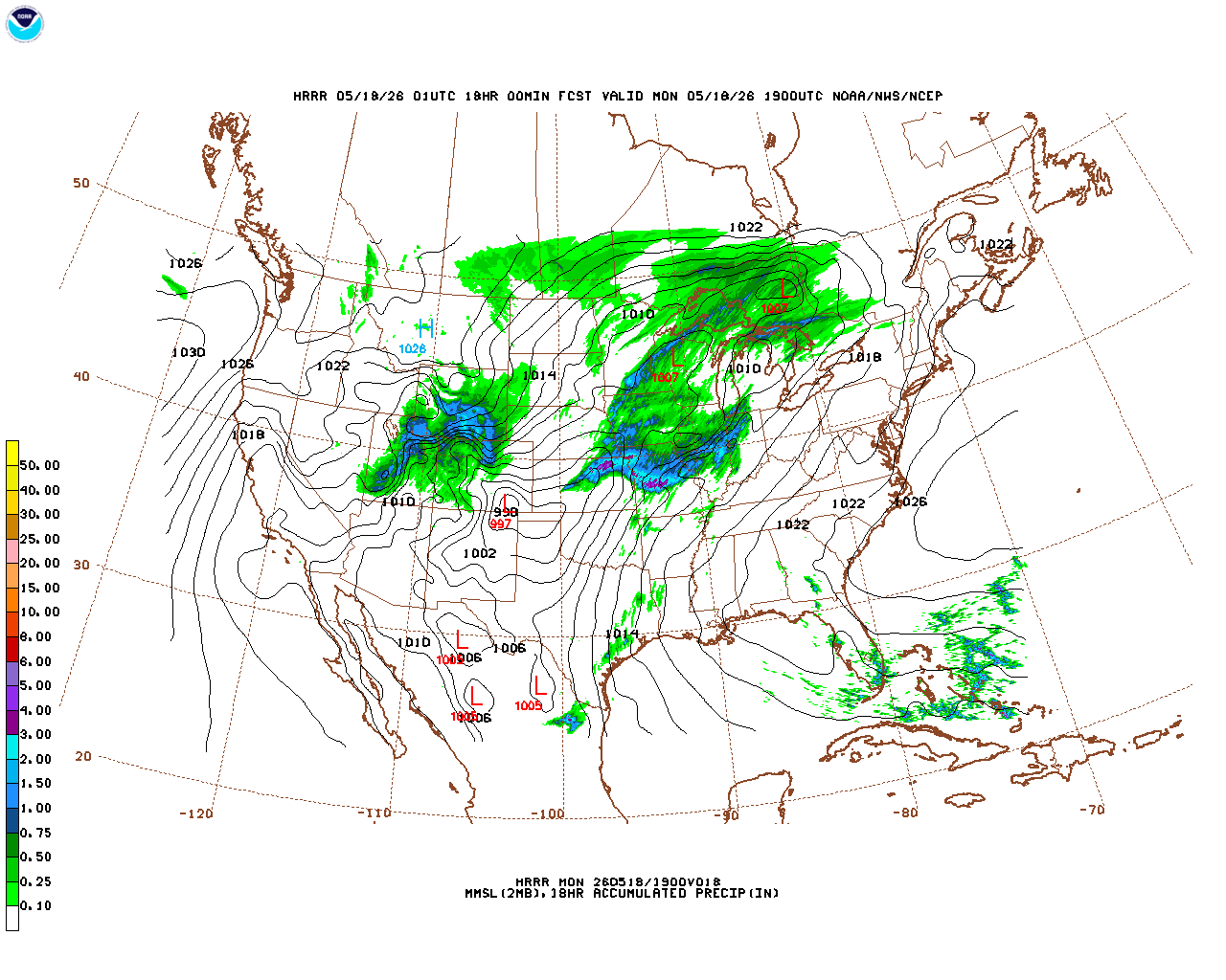 Click to enlarge the hourly precipitation forecast Latest 18 hour total precipitation forecast