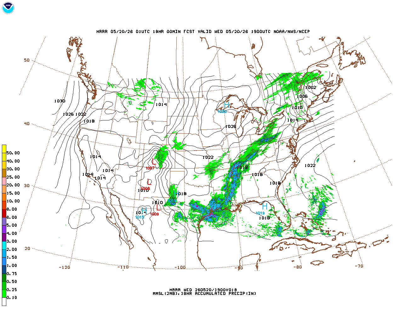 Click to enlarge the hourly precipitation forecast Latest 18 hour total precipitation forecast