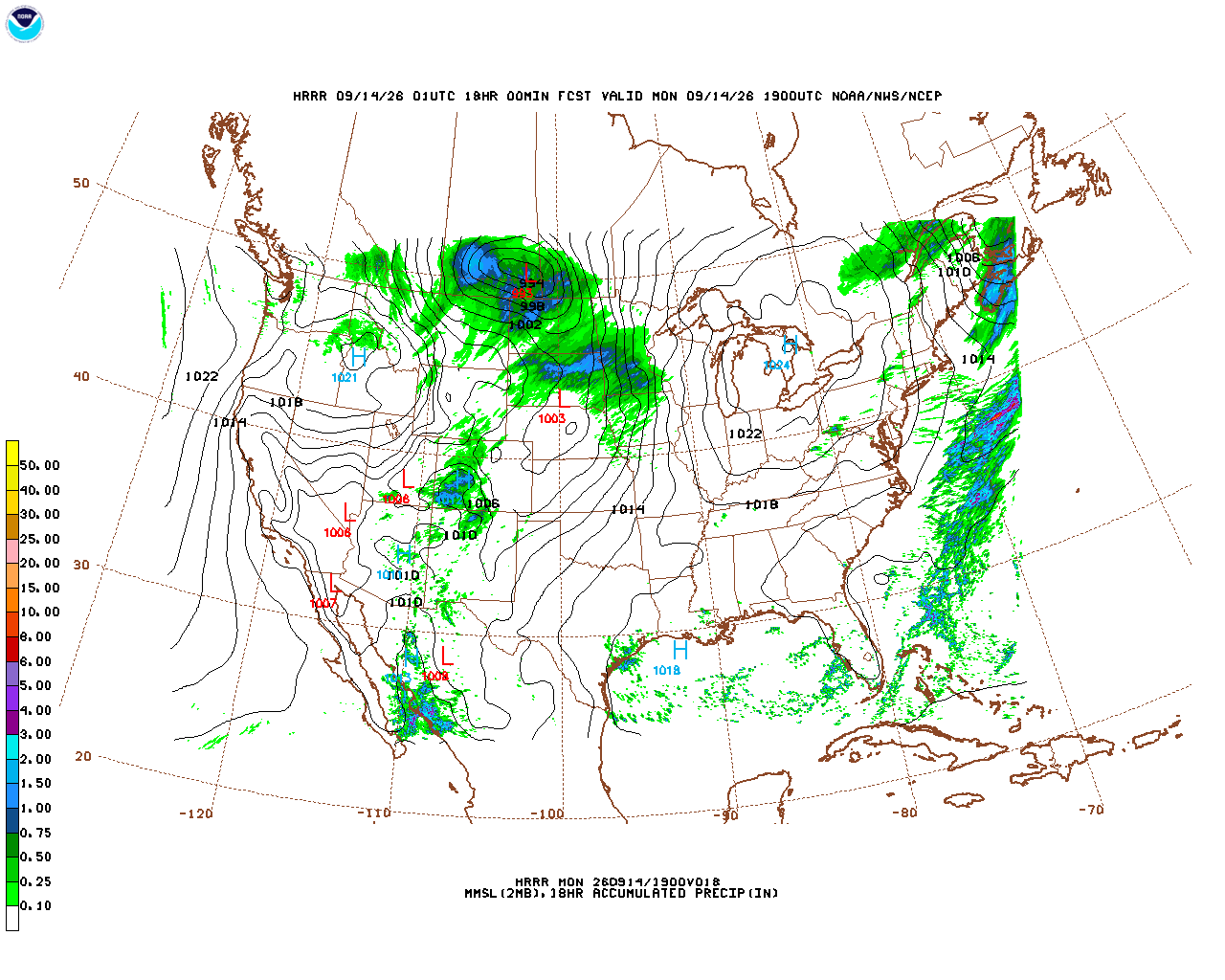 Click to enlarge the hourly precipitation forecast Latest 18 hour total precipitation forecast