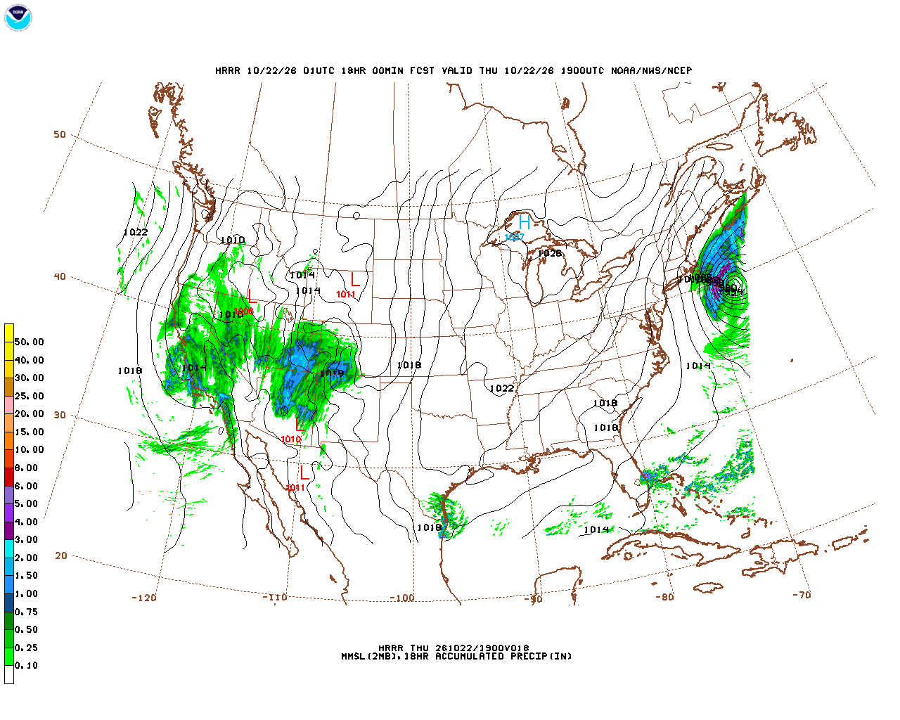 Click to enlarge the hourly precipitation forecast Latest 18 hour total precipitation forecast