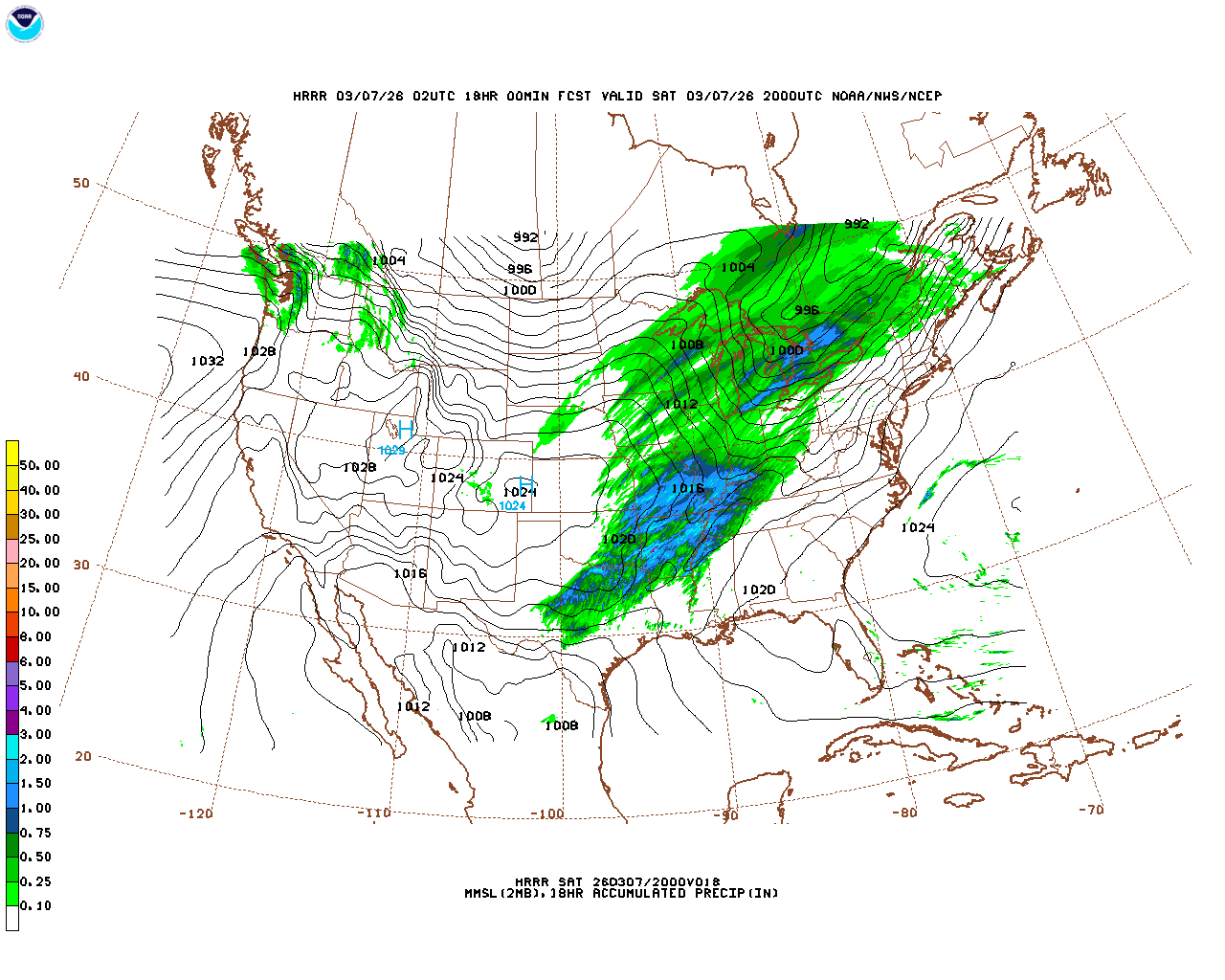 Click to enlarge the hourly precipitation forecast Latest 18 hour total precipitation forecast