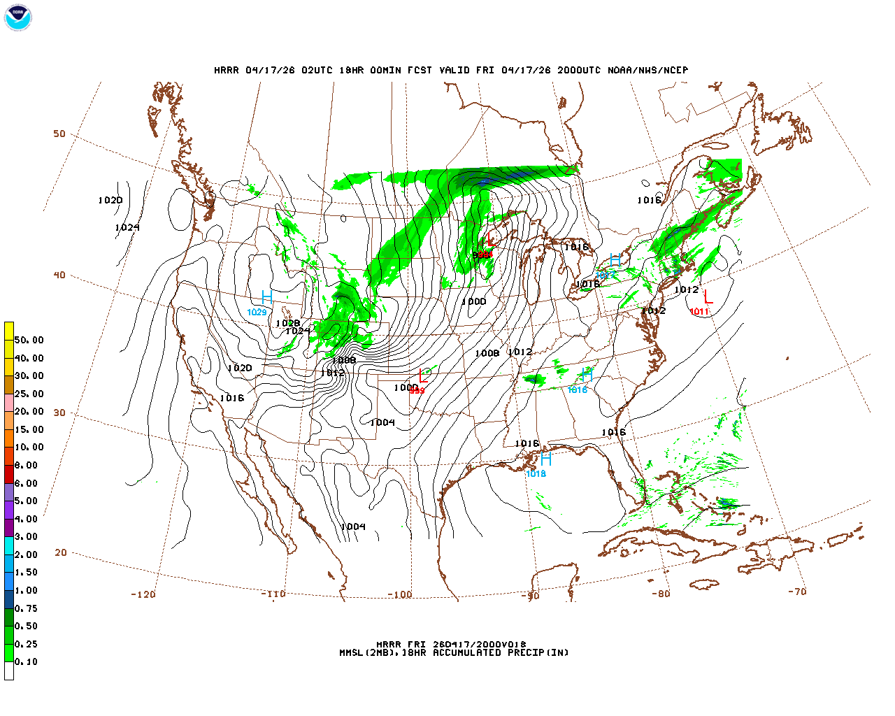 Click to enlarge the hourly precipitation forecast Latest 18 hour total precipitation forecast
