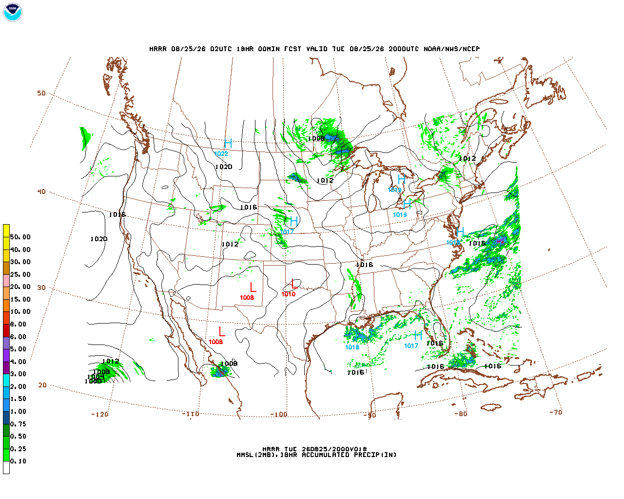 Latest 18 hour total precipitation forecast