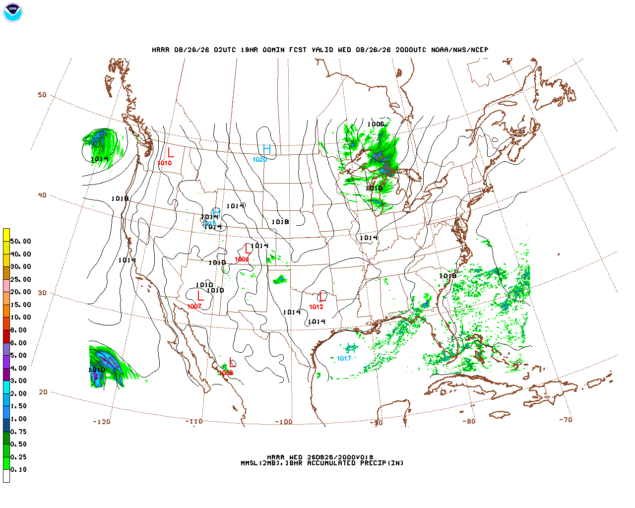 Latest 18 hour total precipitation forecast