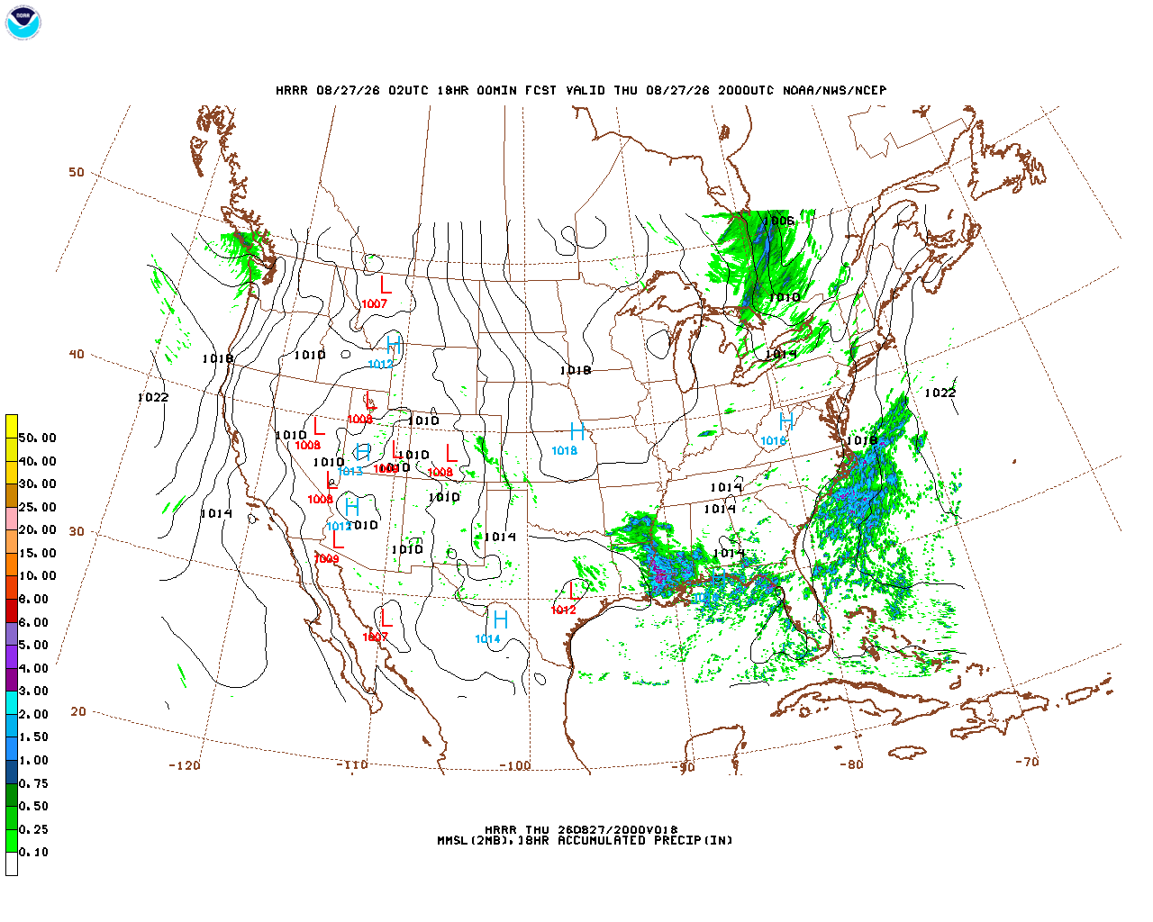 Latest 18 hour total precipitation forecast