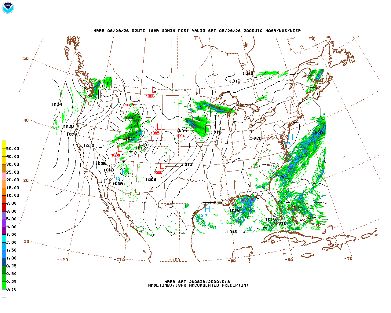 Click to enlarge the hourly precipitation forecast Latest 18 hour total precipitation forecast