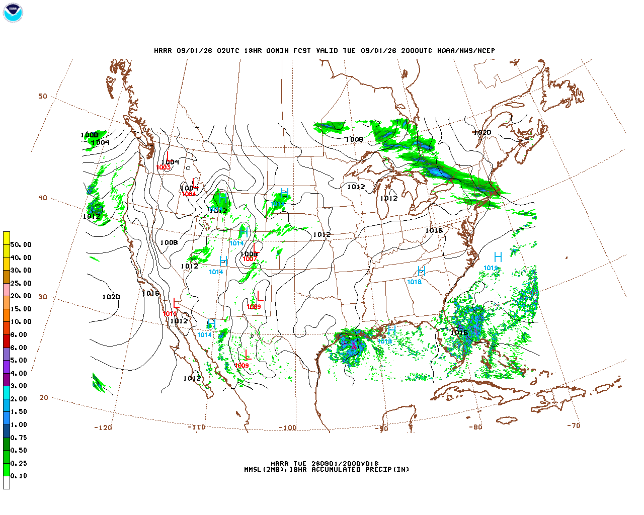 Click to enlarge the hourly precipitation forecast Latest 18 hour total precipitation forecast