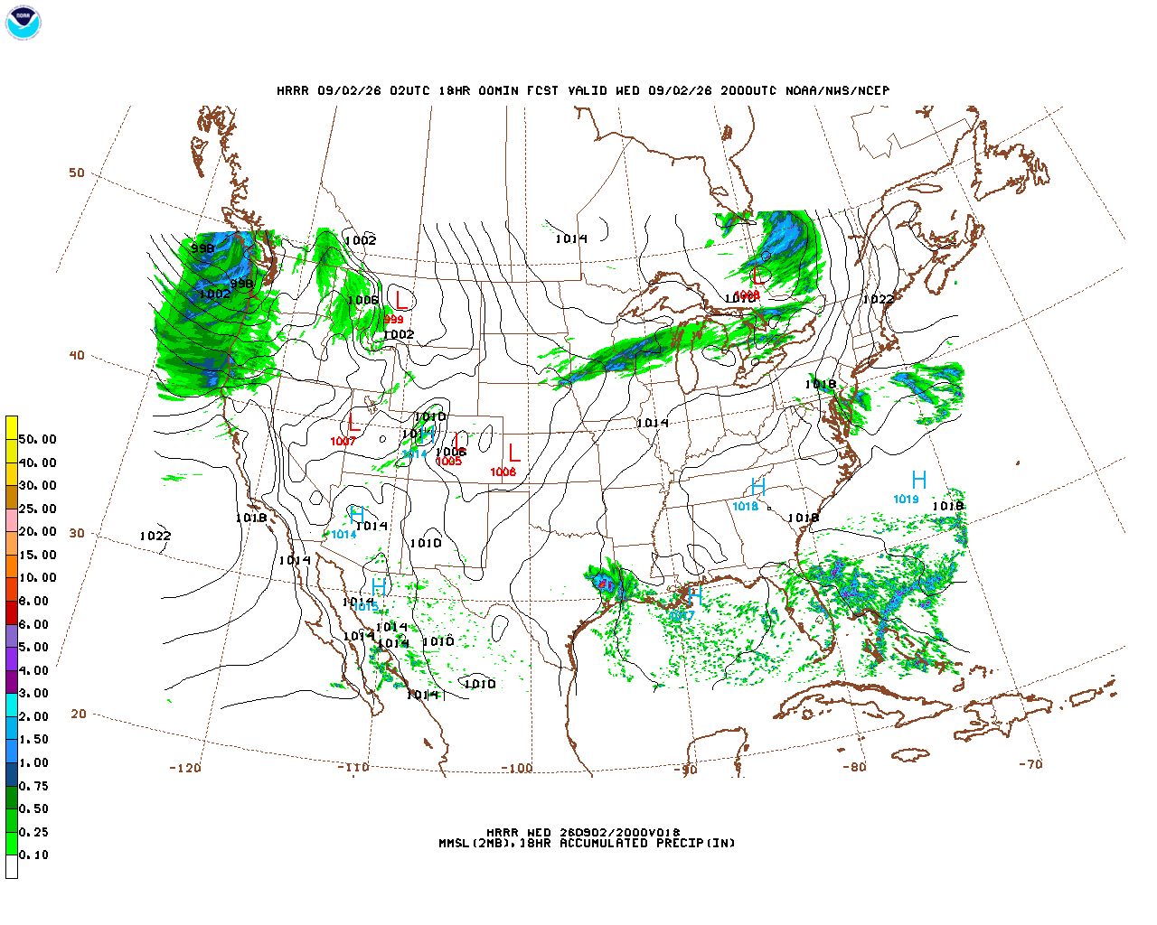 Click to enlarge the hourly precipitation forecast Latest 18 hour total precipitation forecast