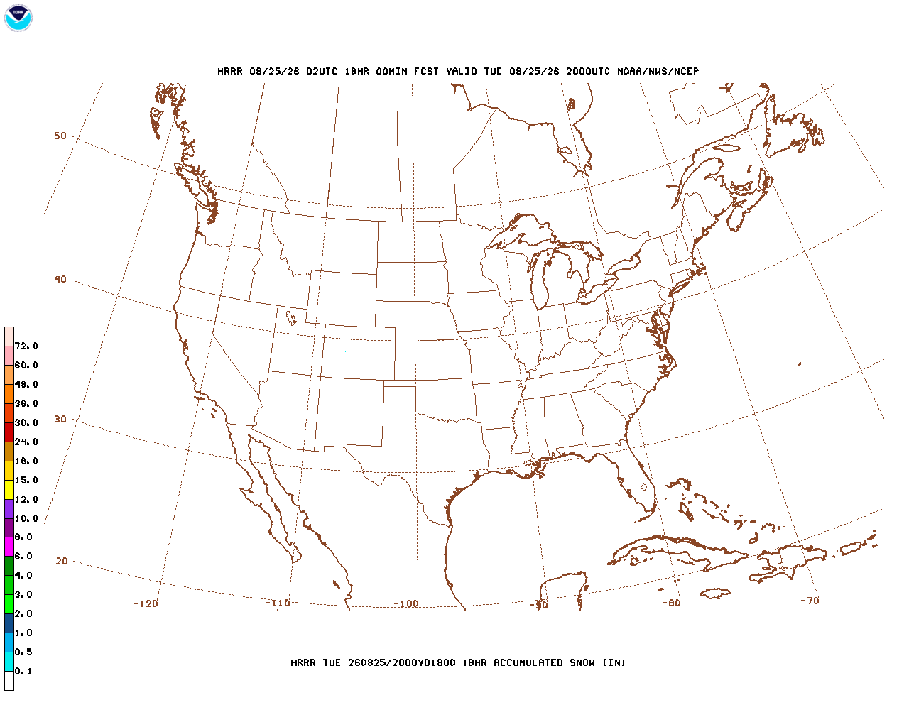 Latest 18 hour total precipitation forecast