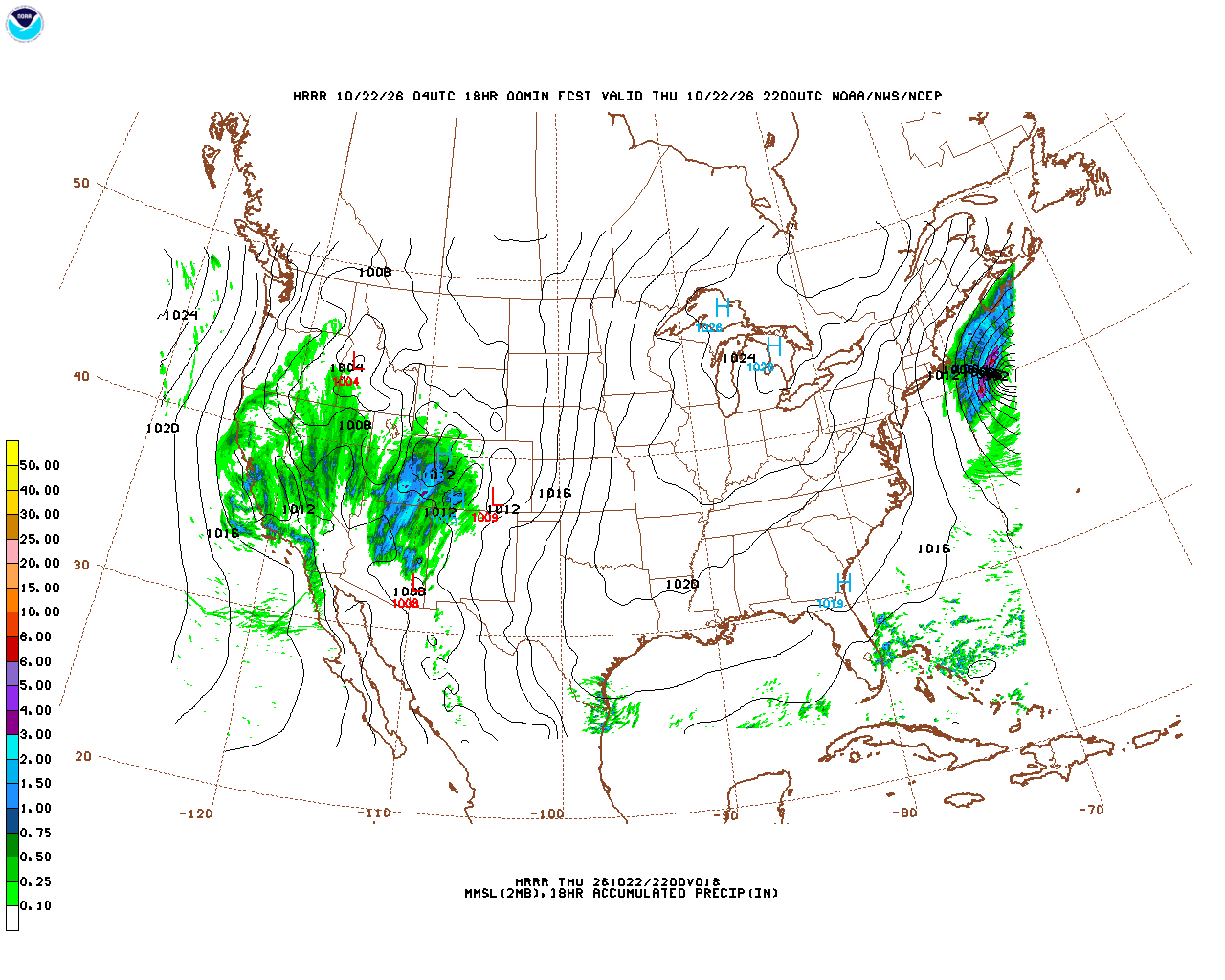 Click to enlarge the hourly precipitation forecast Latest 18 hour total precipitation forecast