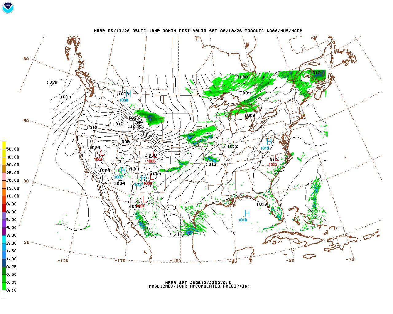 Click to enlarge the hourly precipitation forecast Latest 18 hour total precipitation forecast