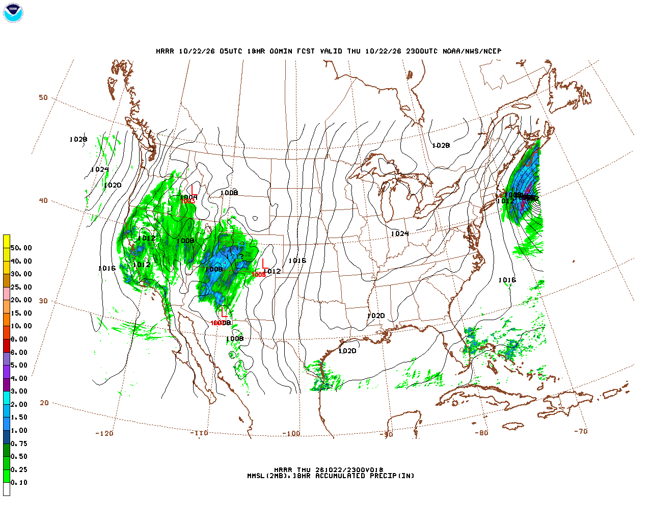 Click to enlarge the hourly precipitation forecast Latest 18 hour total precipitation forecast