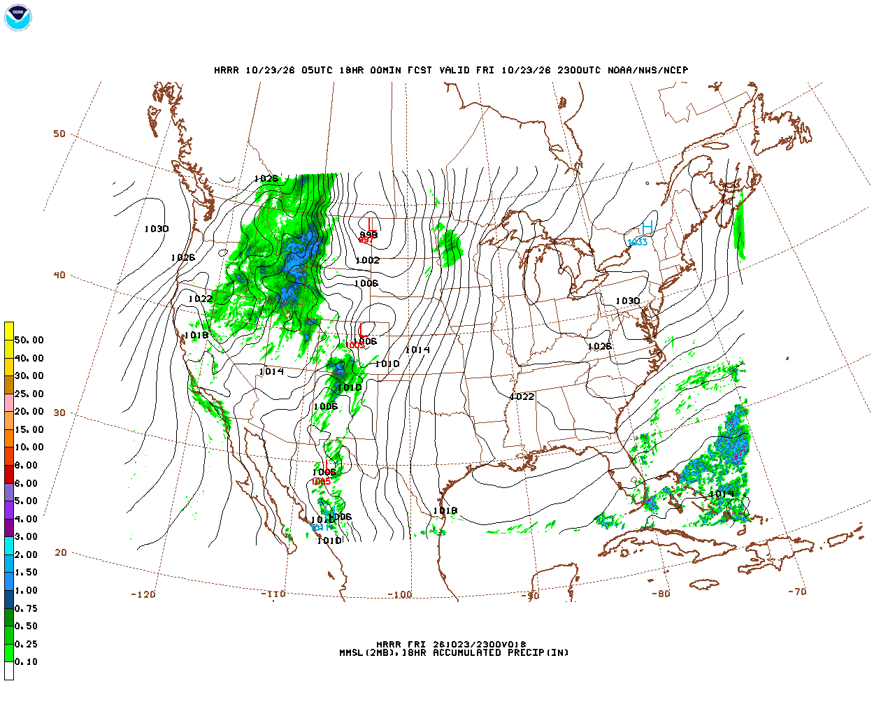 Click to enlarge the hourly precipitation forecast Latest 18 hour total precipitation forecast