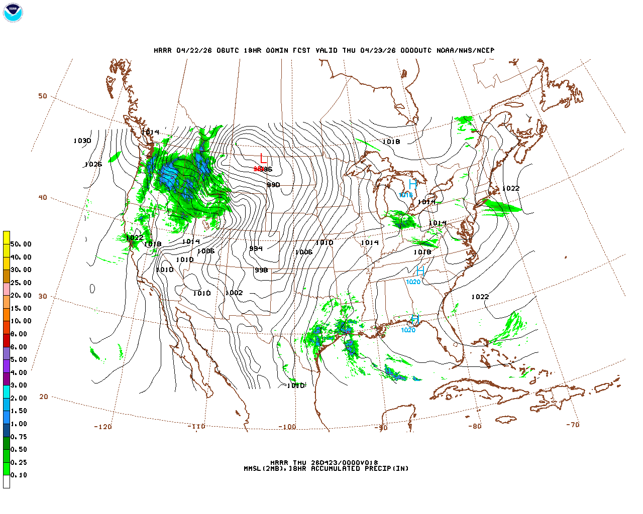 Click to enlarge the hourly precipitation forecast Latest 18 hour total precipitation forecast