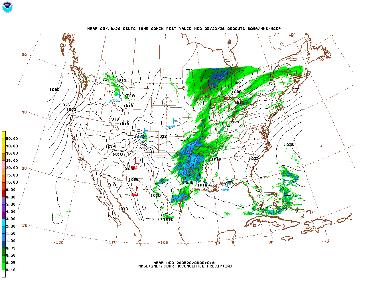 Click to enlarge the hourly precipitation forecast Latest 18 hour total precipitation forecast
