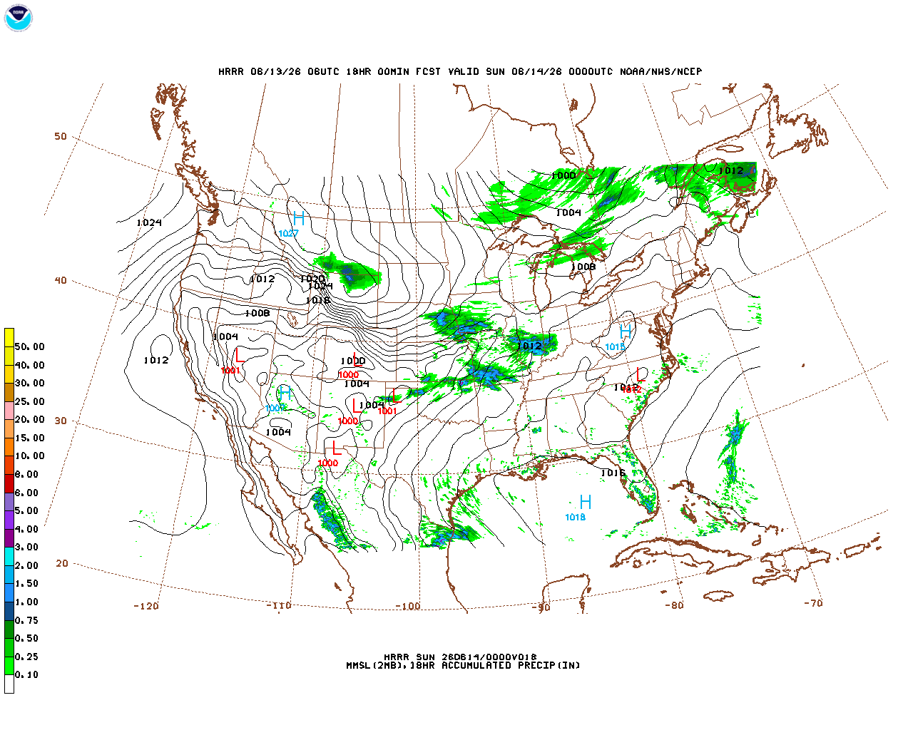 Click to enlarge the hourly precipitation forecast Latest 18 hour total precipitation forecast