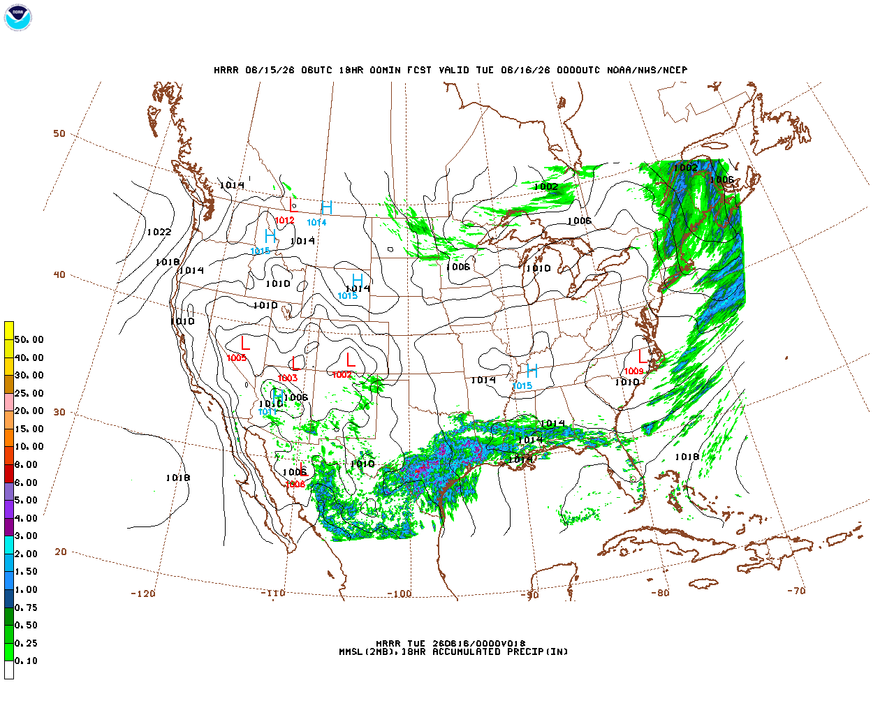 Click to enlarge the hourly precipitation forecast Latest 18 hour total precipitation forecast