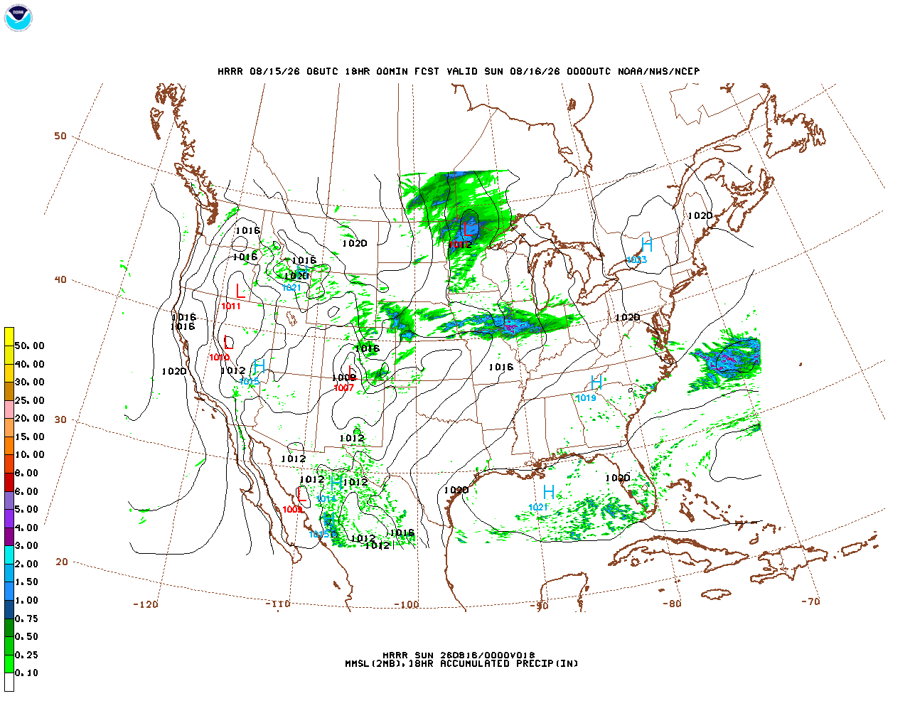Click to enlarge the hourly precipitation forecast Latest 18 hour total precipitation forecast