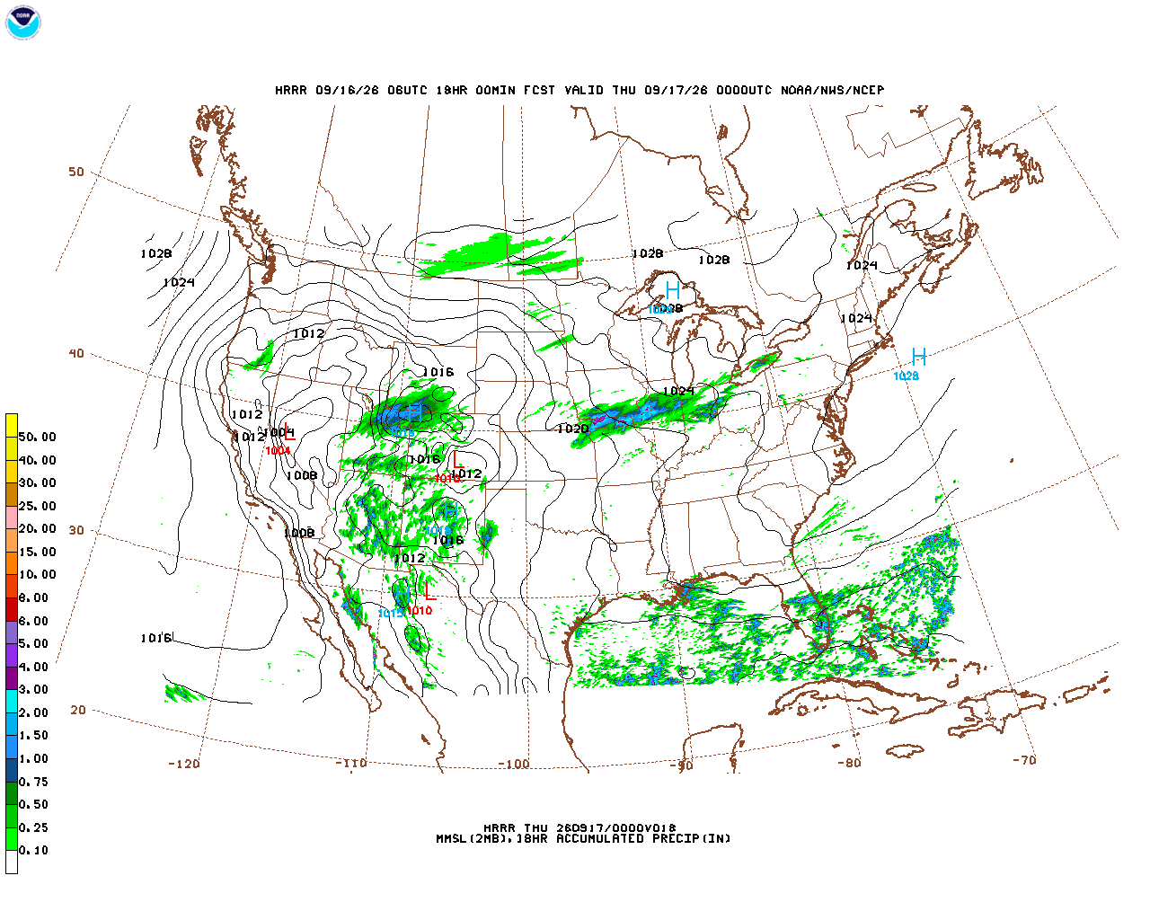 Latest 18 hour total precipitation forecast