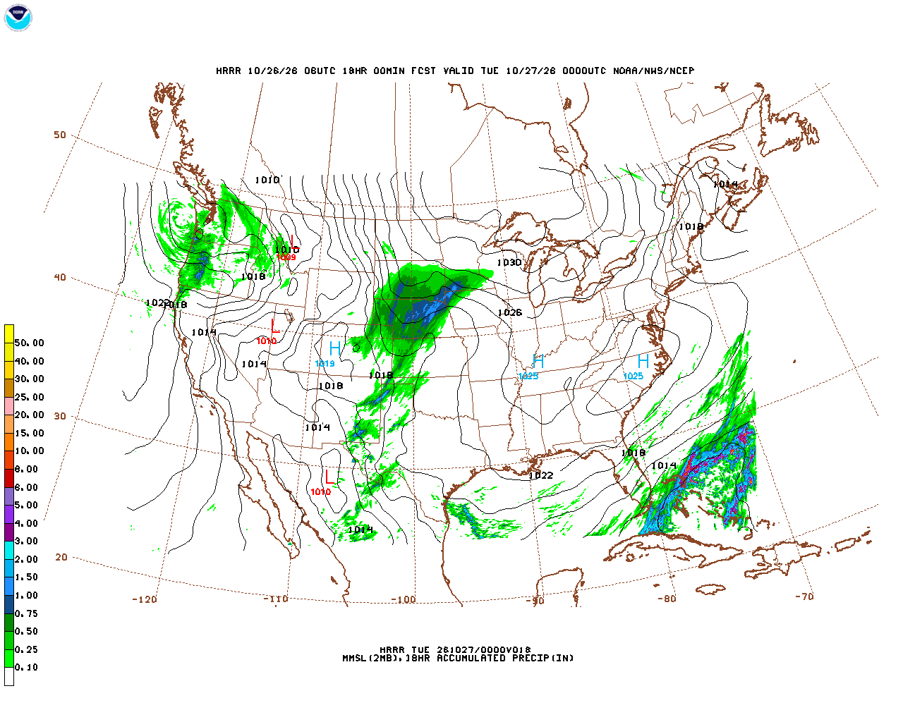 Click to enlarge the hourly precipitation forecast Latest 18 hour total precipitation forecast