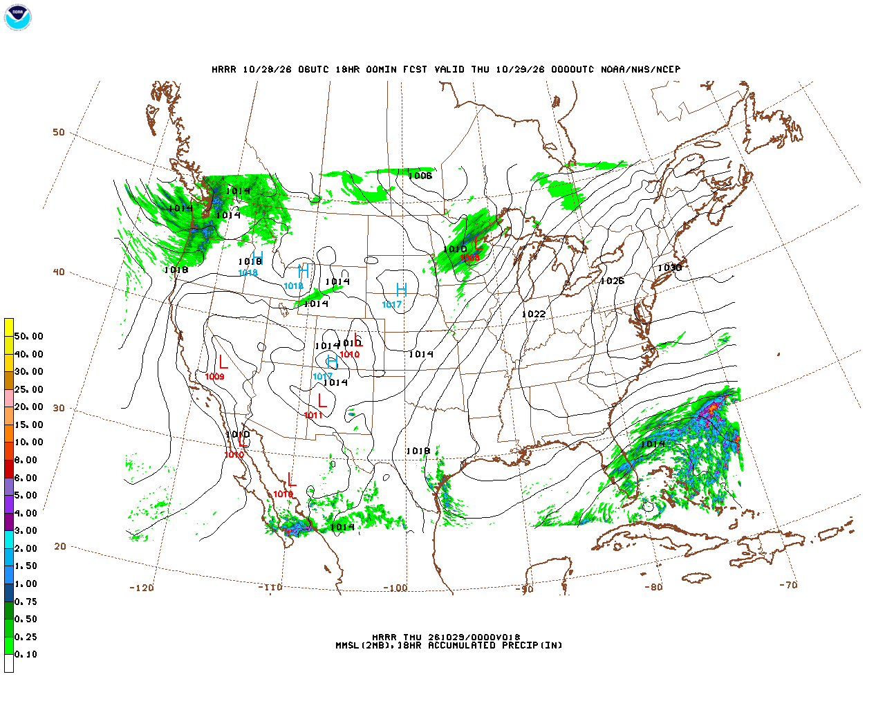 Click to enlarge the hourly precipitation forecast Latest 18 hour total precipitation forecast