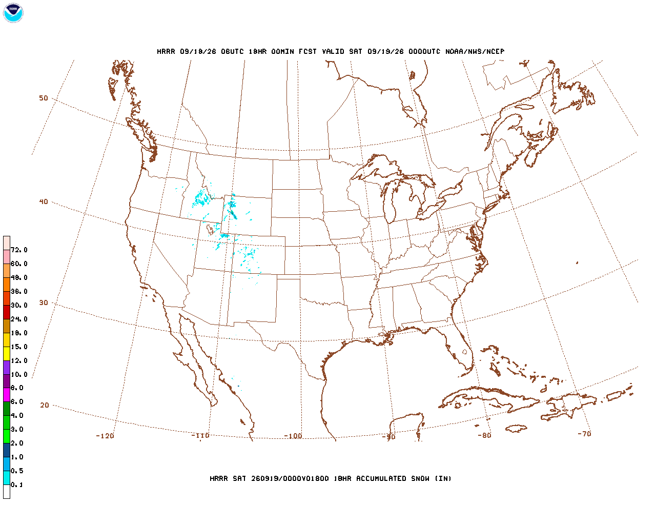 Click to enlarge the hourly snow forecast Latest 18 hour total precipitation forecast