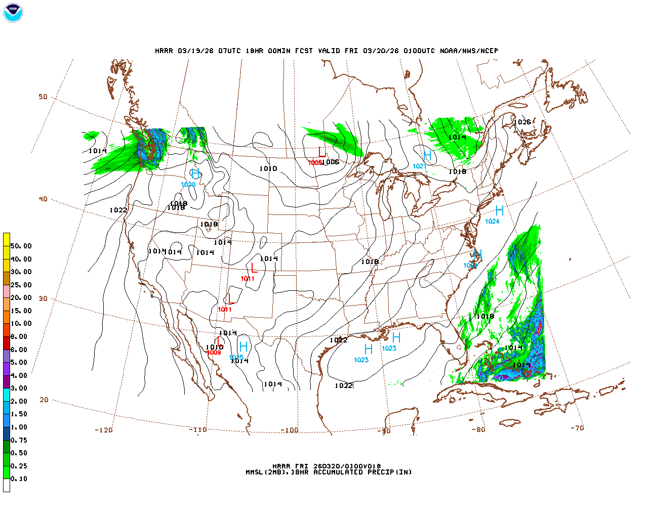 Click to enlarge the hourly precipitation forecast Latest 18 hour total precipitation forecast