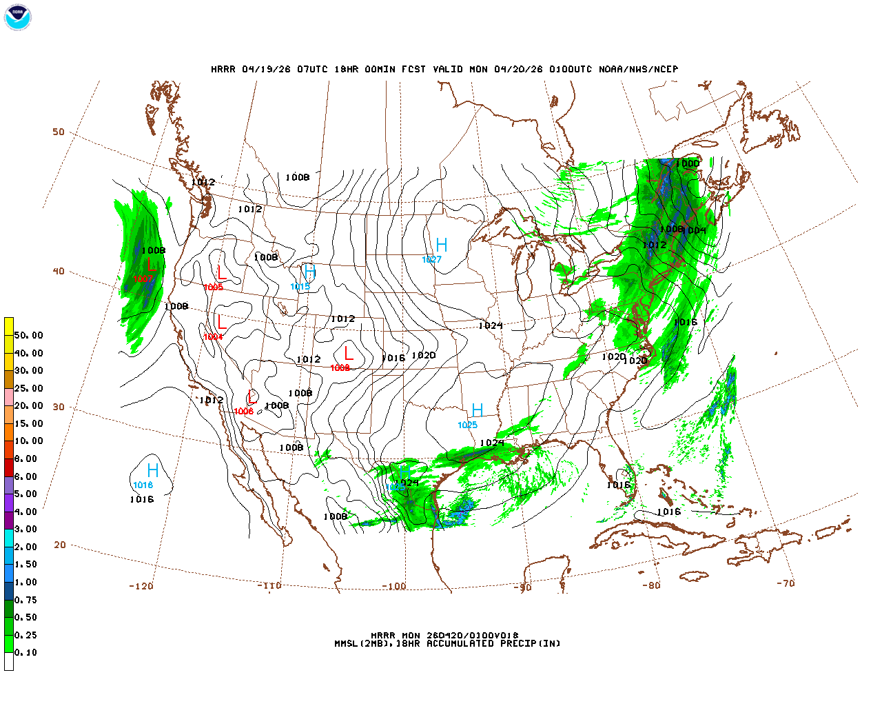 Click to enlarge the hourly precipitation forecast Latest 18 hour total precipitation forecast
