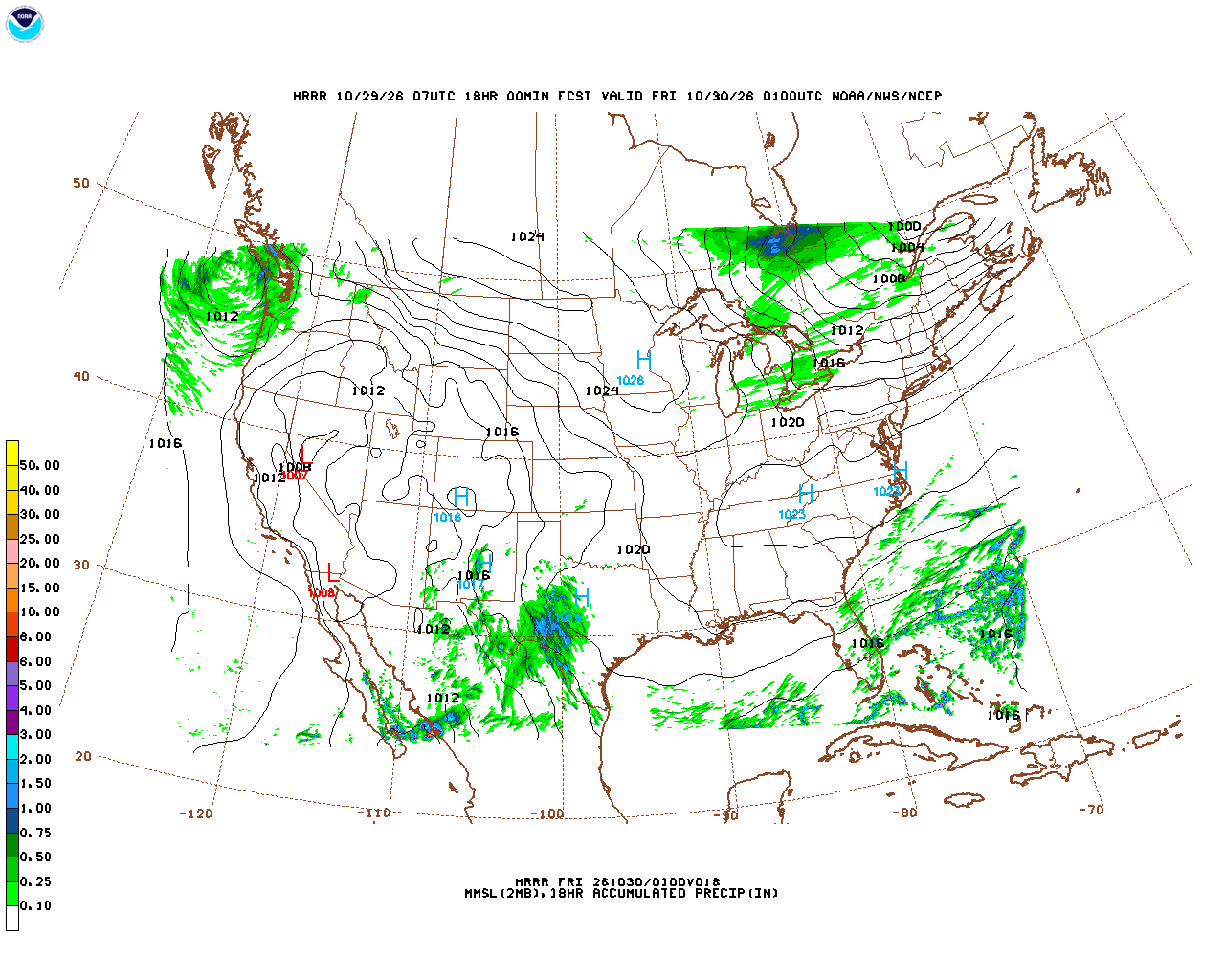 Latest 18 hour total precipitation forecast