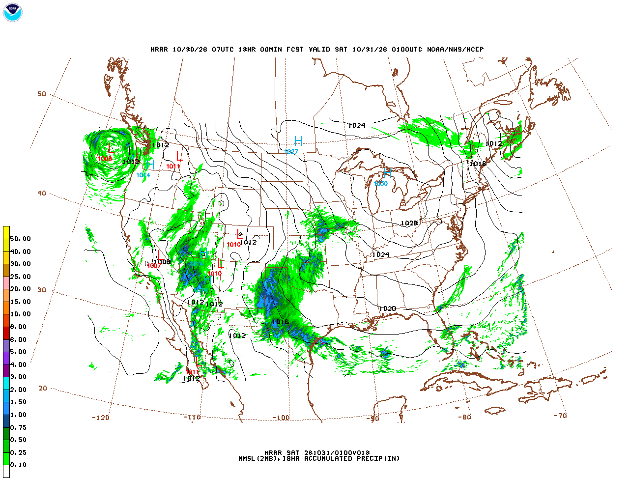 Click to enlarge the hourly precipitation forecast Latest 18 hour total precipitation forecast