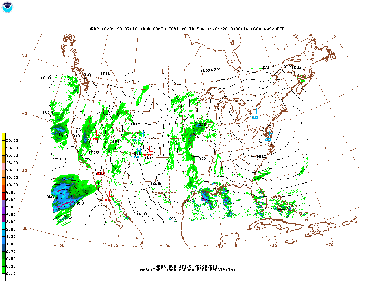Click to enlarge the hourly precipitation forecast Latest 18 hour total precipitation forecast
