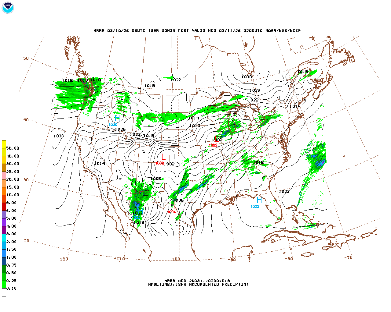 Click to enlarge the hourly precipitation forecast Latest 18 hour total precipitation forecast