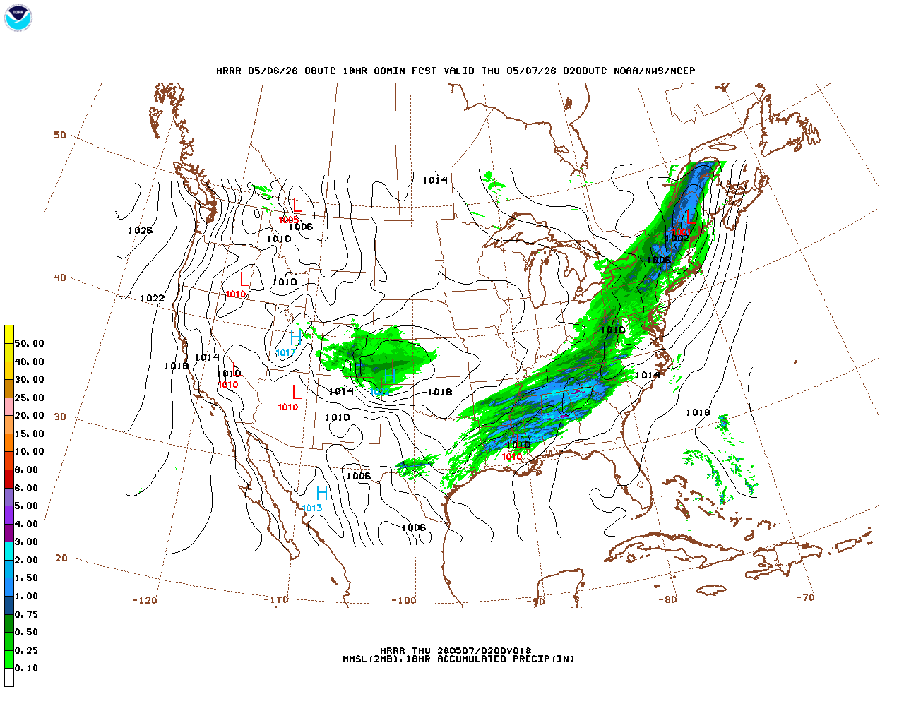 Click to enlarge the hourly precipitation forecast Latest 18 hour total precipitation forecast