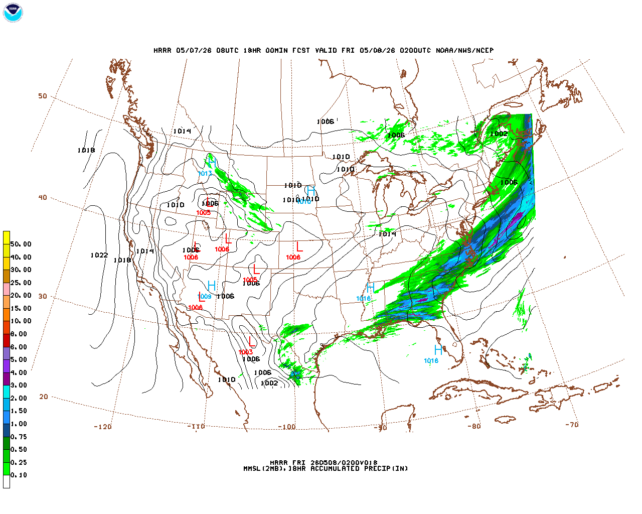 Click to enlarge the hourly precipitation forecast Latest 18 hour total precipitation forecast