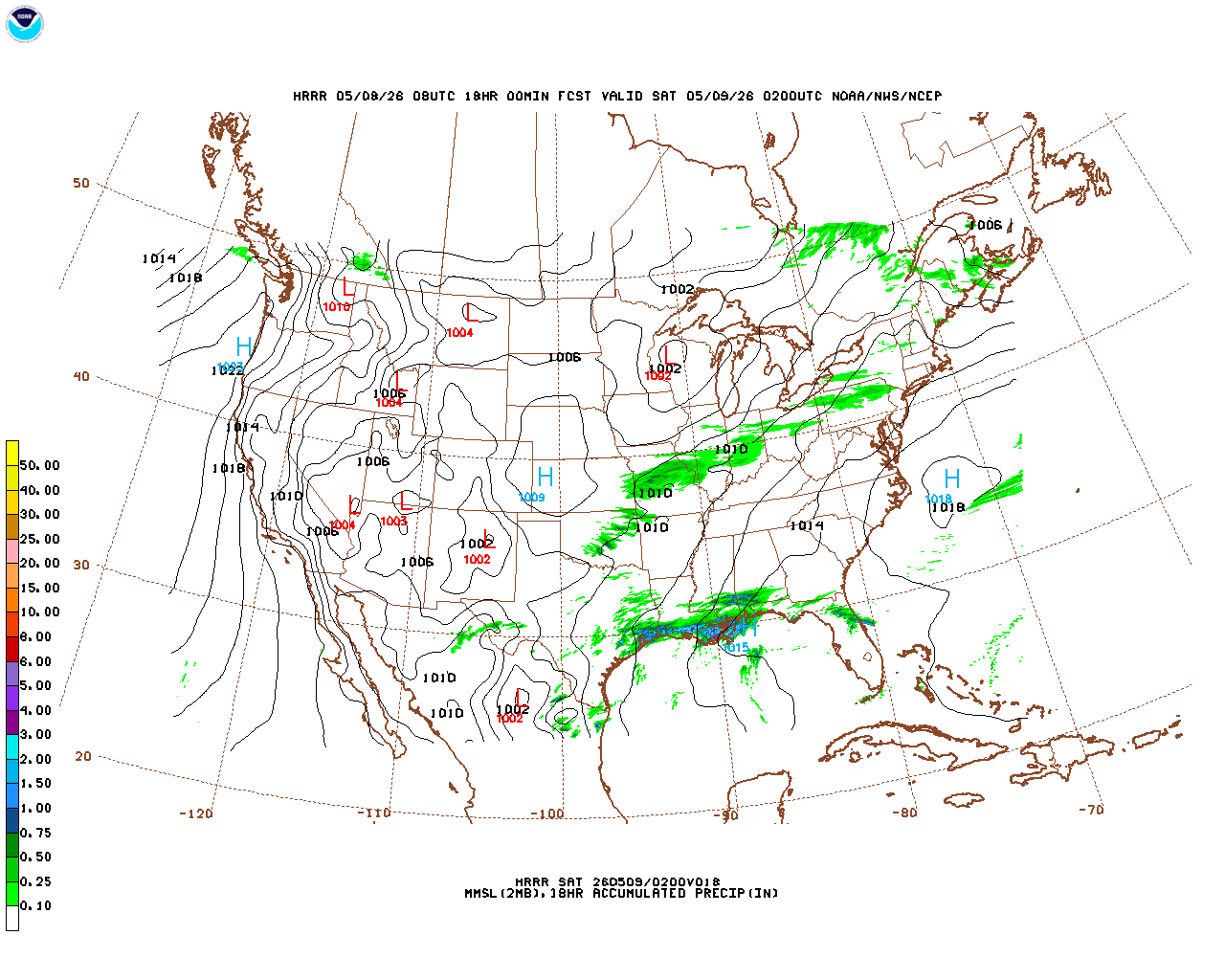 Click to enlarge the hourly precipitation forecast Latest 18 hour total precipitation forecast