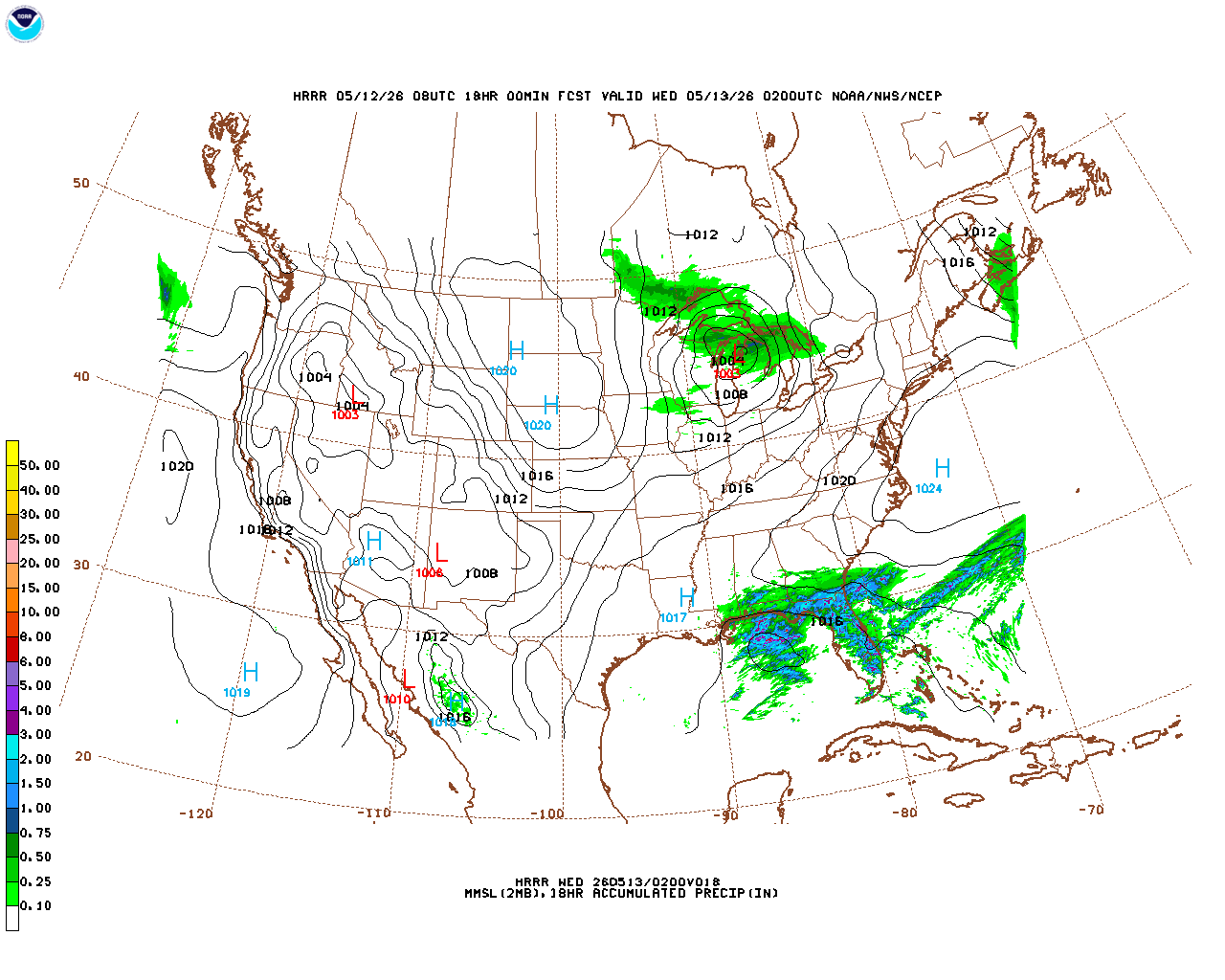 Click to enlarge the hourly precipitation forecast Latest 18 hour total precipitation forecast
