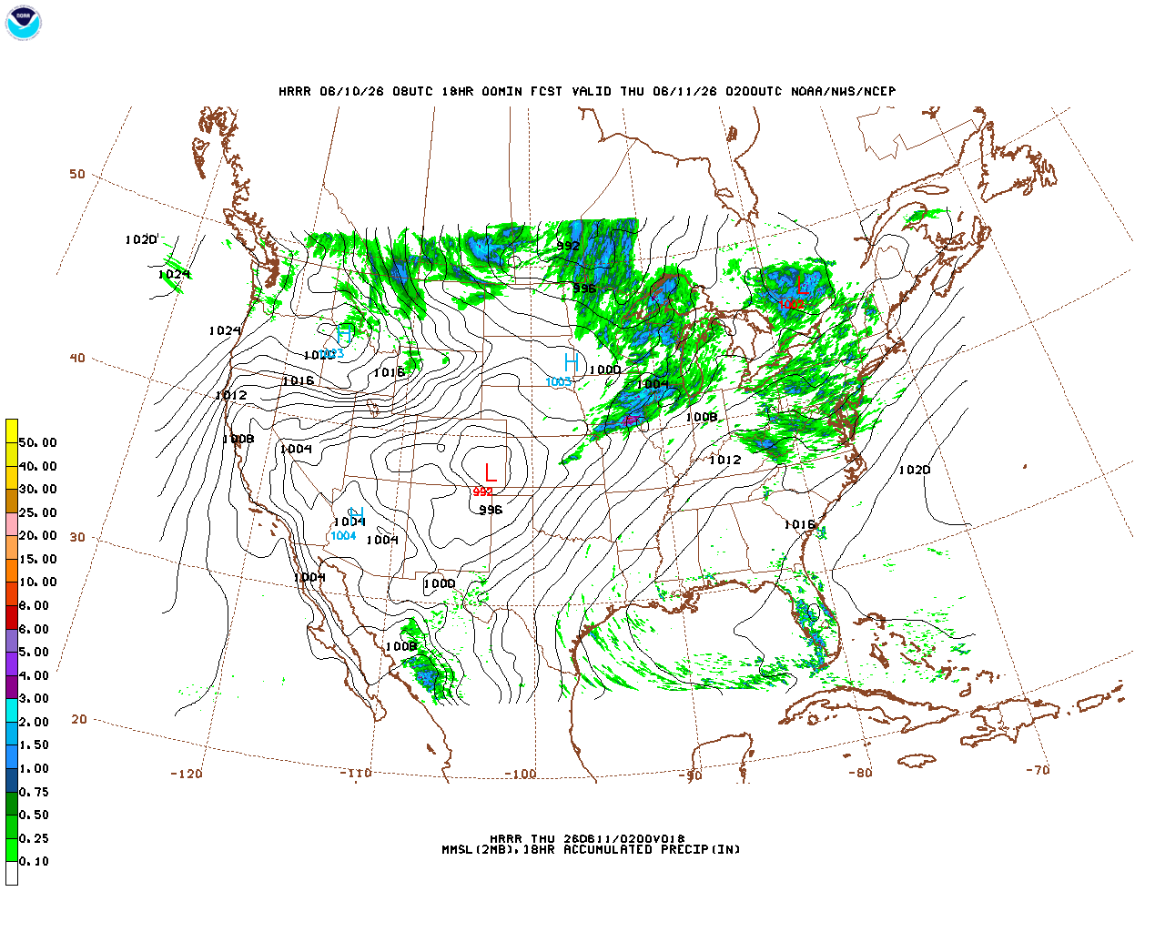 Click to enlarge the hourly precipitation forecast Latest 18 hour total precipitation forecast