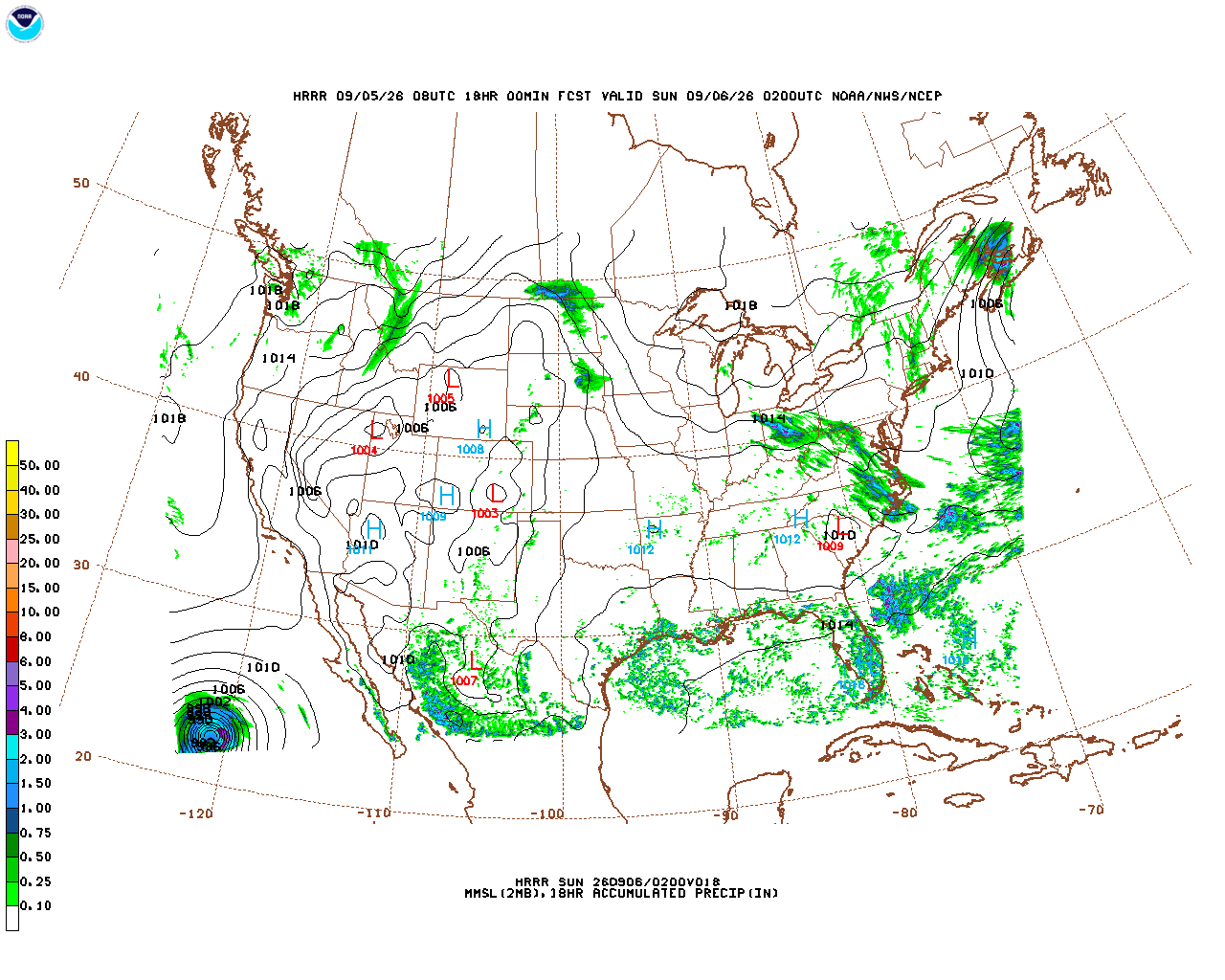 Click to enlarge the hourly precipitation forecast Latest 18 hour total precipitation forecast