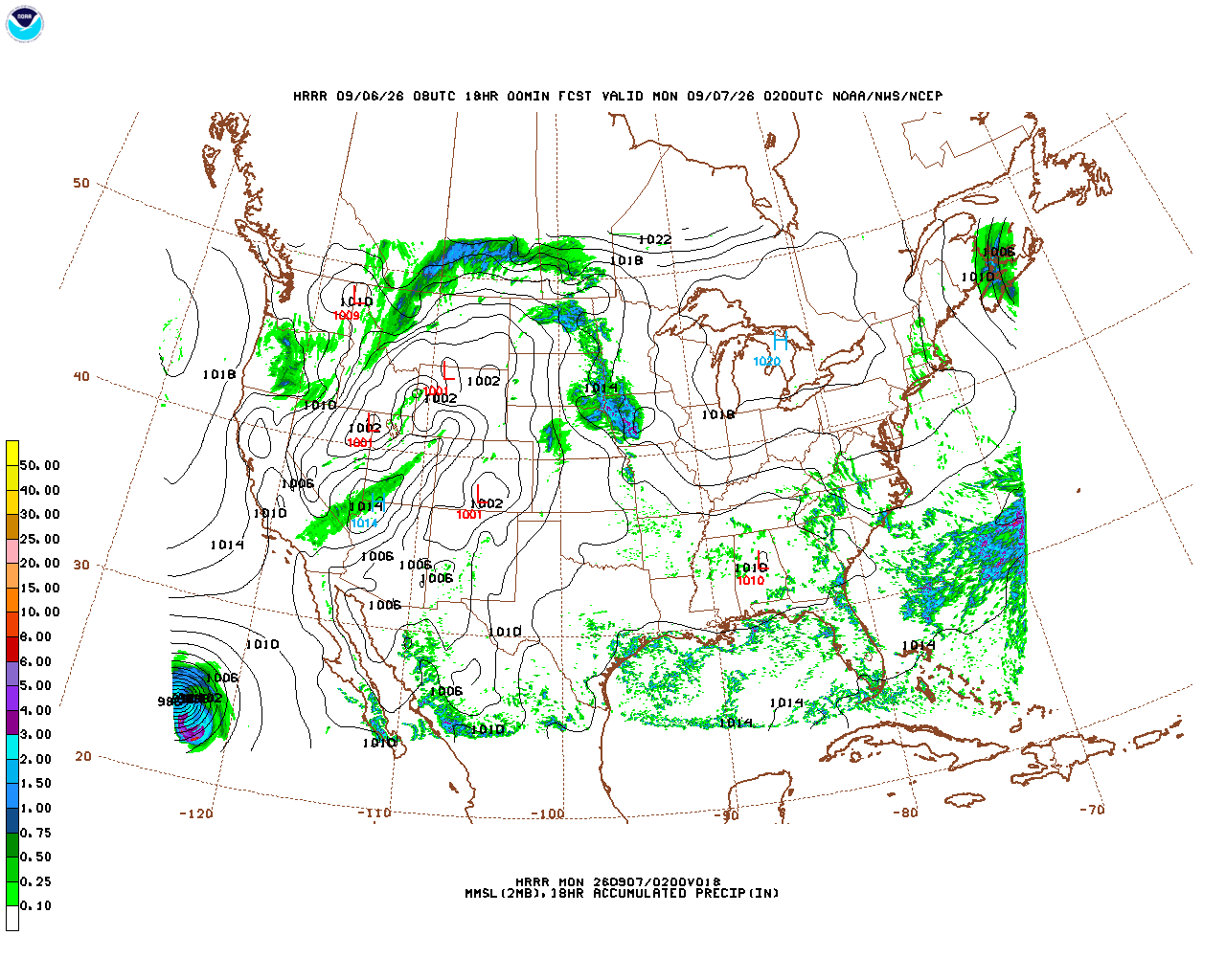 Latest 18 hour total precipitation forecast