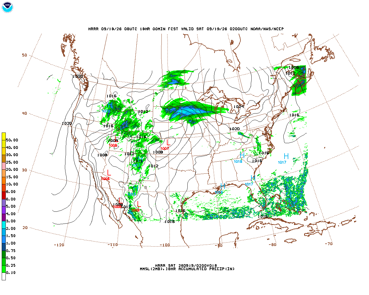 Click to enlarge the hourly precipitation forecast Latest 18 hour total precipitation forecast