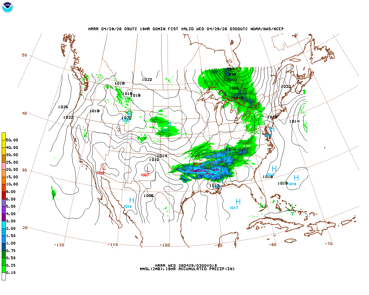 Click to enlarge the hourly precipitation forecast Latest 18 hour total precipitation forecast