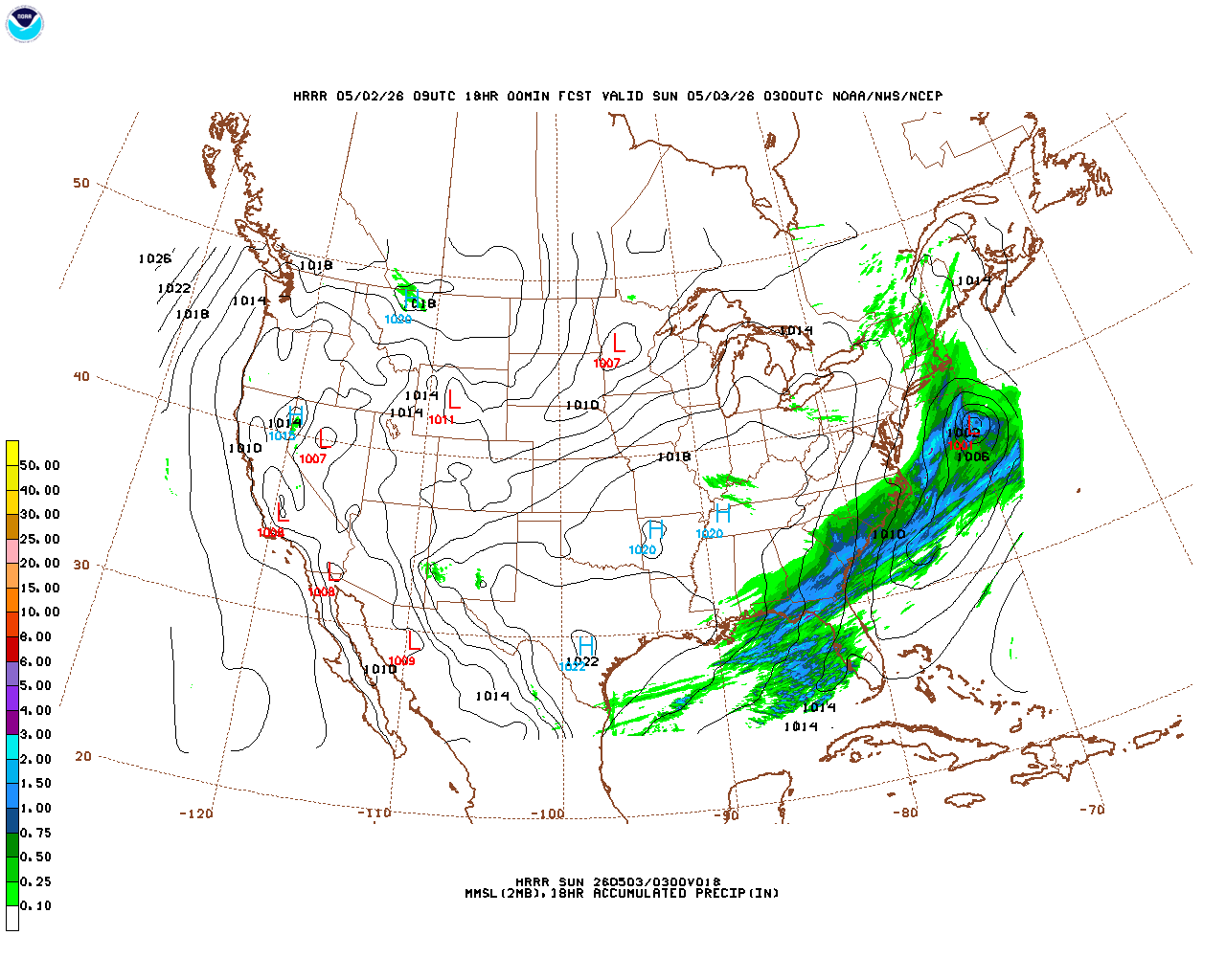 Click to enlarge the hourly precipitation forecast Latest 18 hour total precipitation forecast