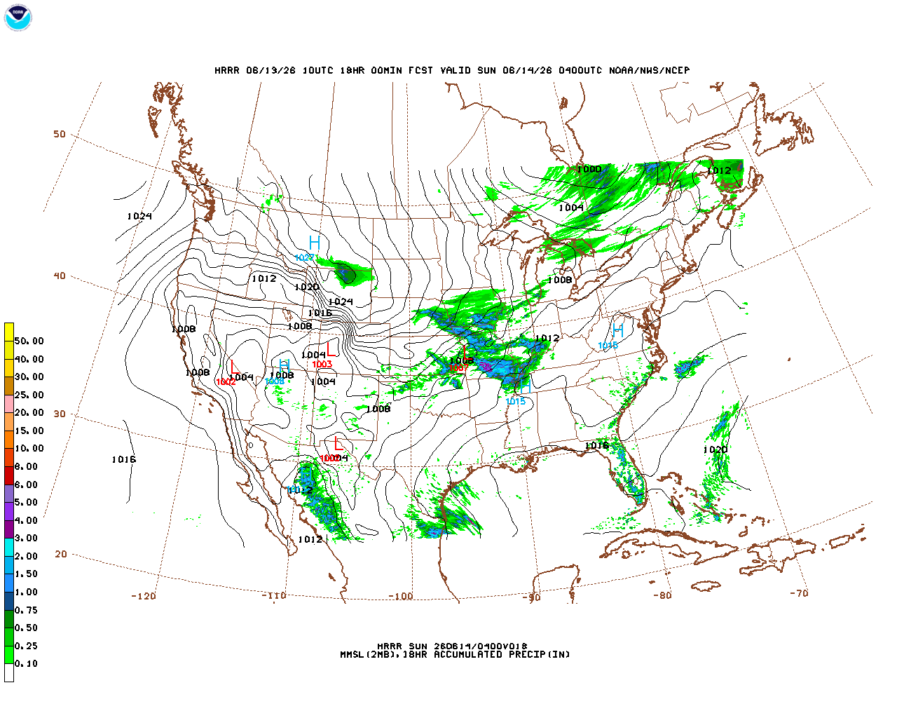 Click to enlarge the hourly precipitation forecast Latest 18 hour total precipitation forecast