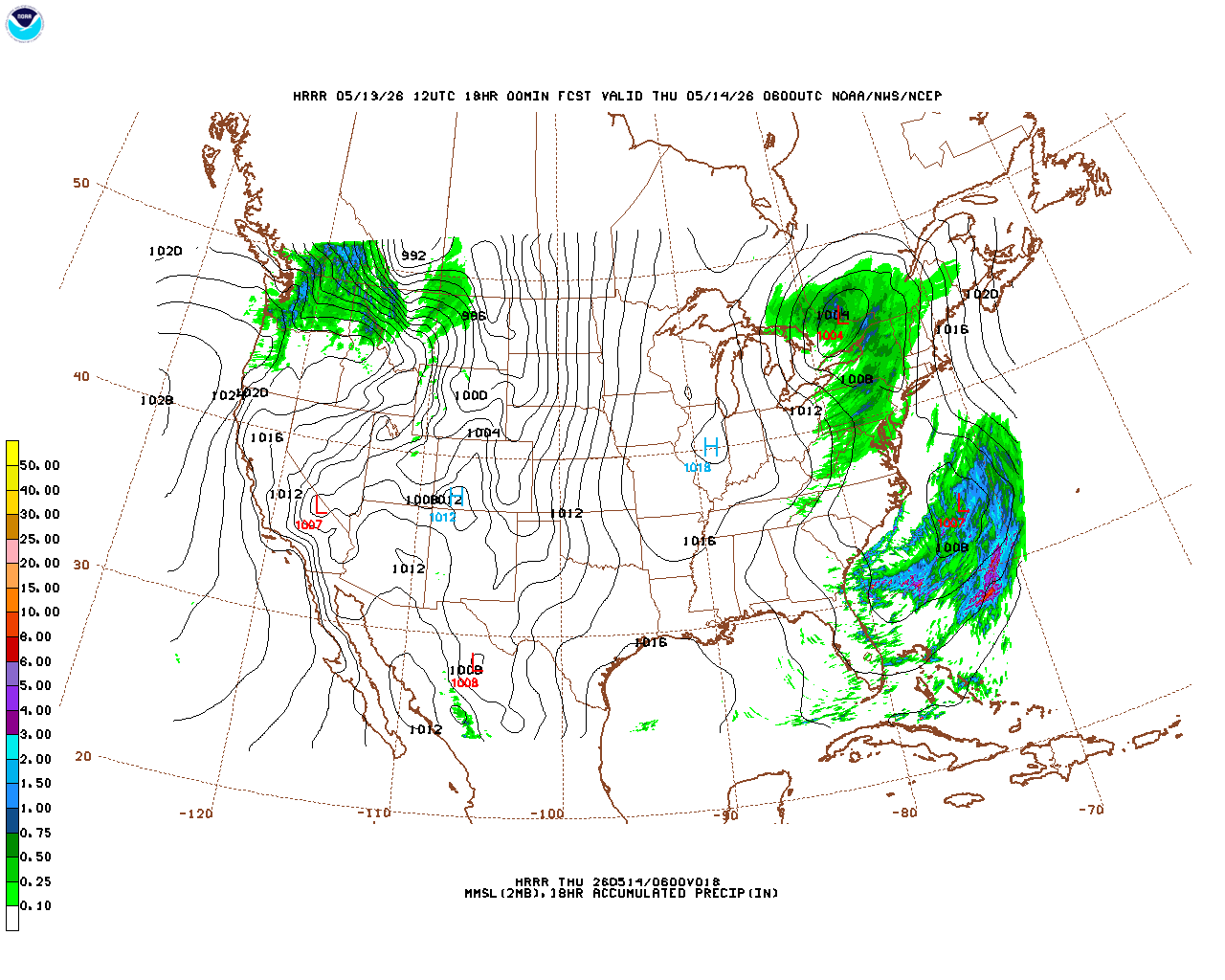 Click to enlarge the hourly precipitation forecast Latest 18 hour total precipitation forecast