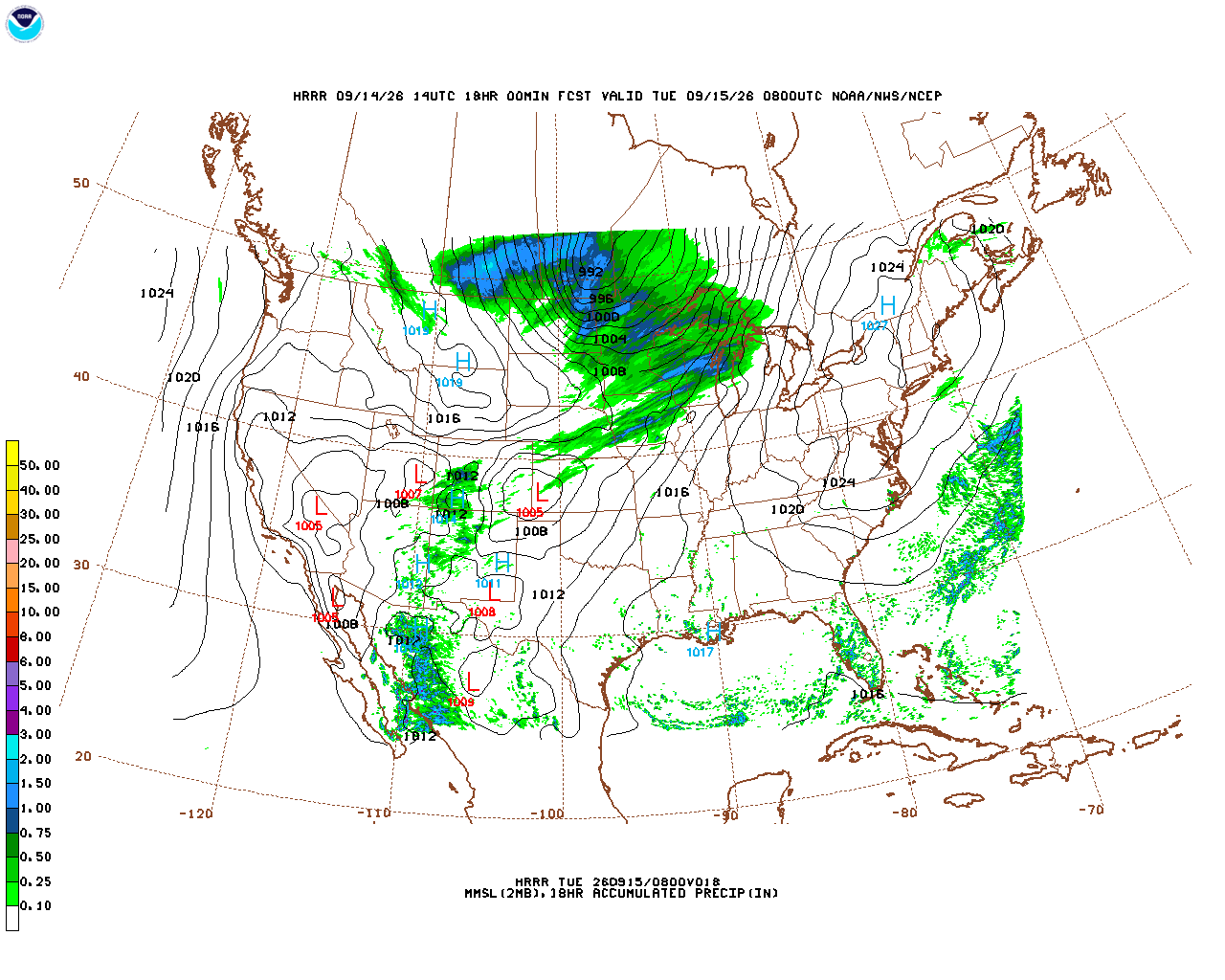 Click to enlarge the hourly precipitation forecast Latest 18 hour total precipitation forecast