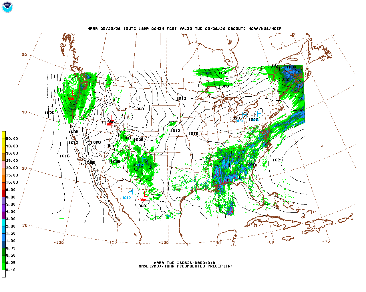 Click to enlarge the hourly precipitation forecast Latest 18 hour total precipitation forecast
