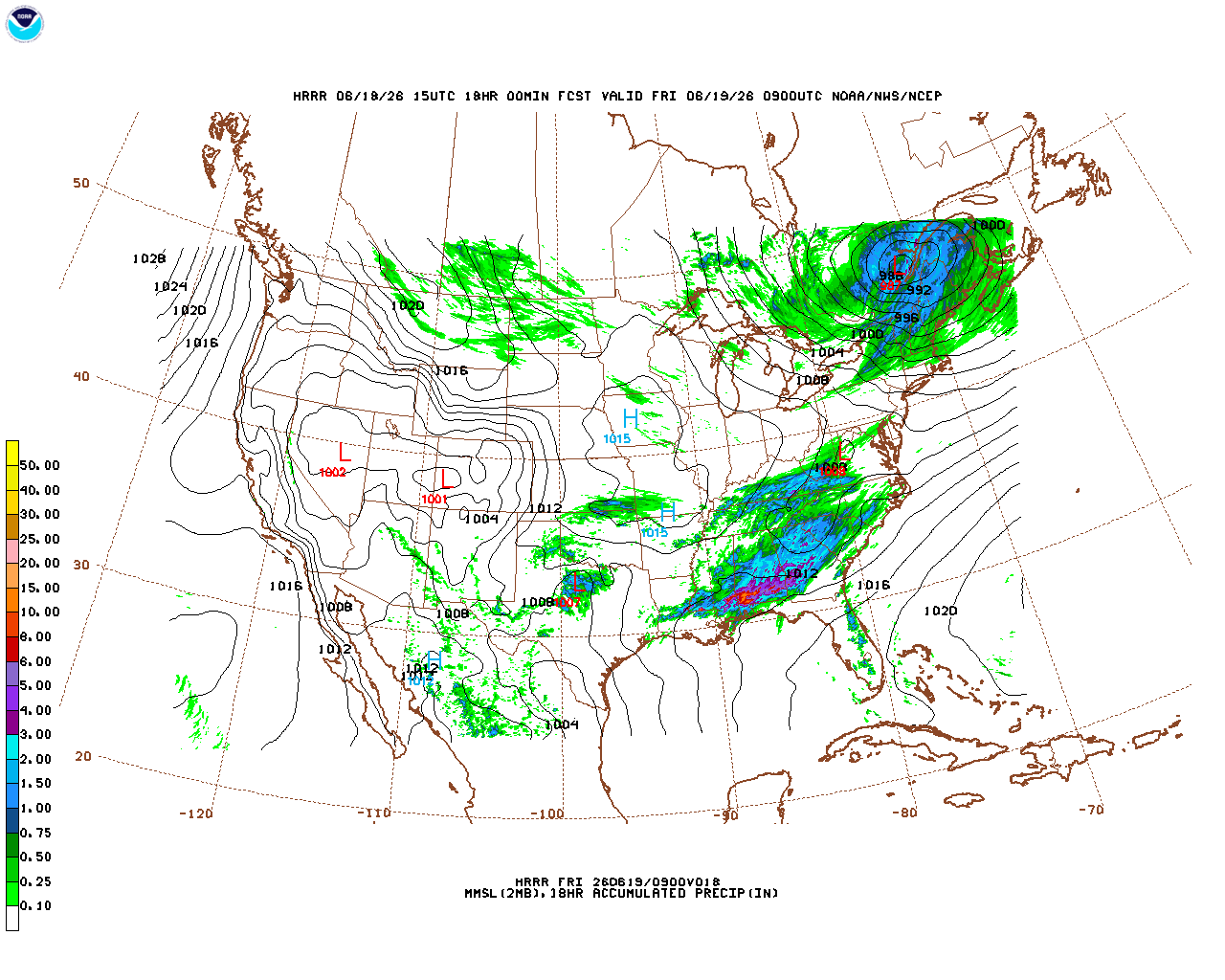 Click to enlarge the hourly precipitation forecast Latest 18 hour total precipitation forecast